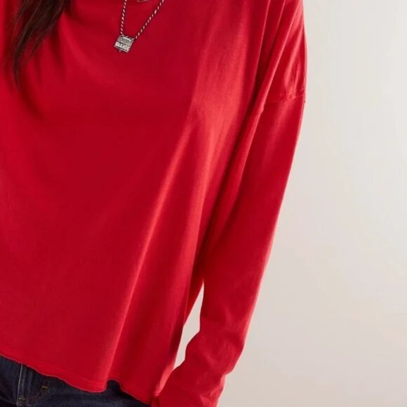 NWOT Free people Nina Long sleeve (red)- size LARGE - Picture 3 of 4